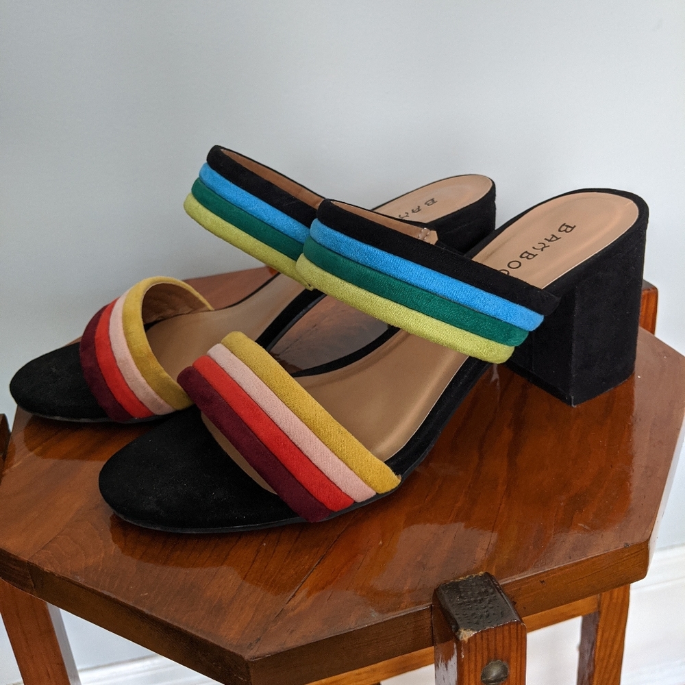Bamboo Rainbow Black Mules